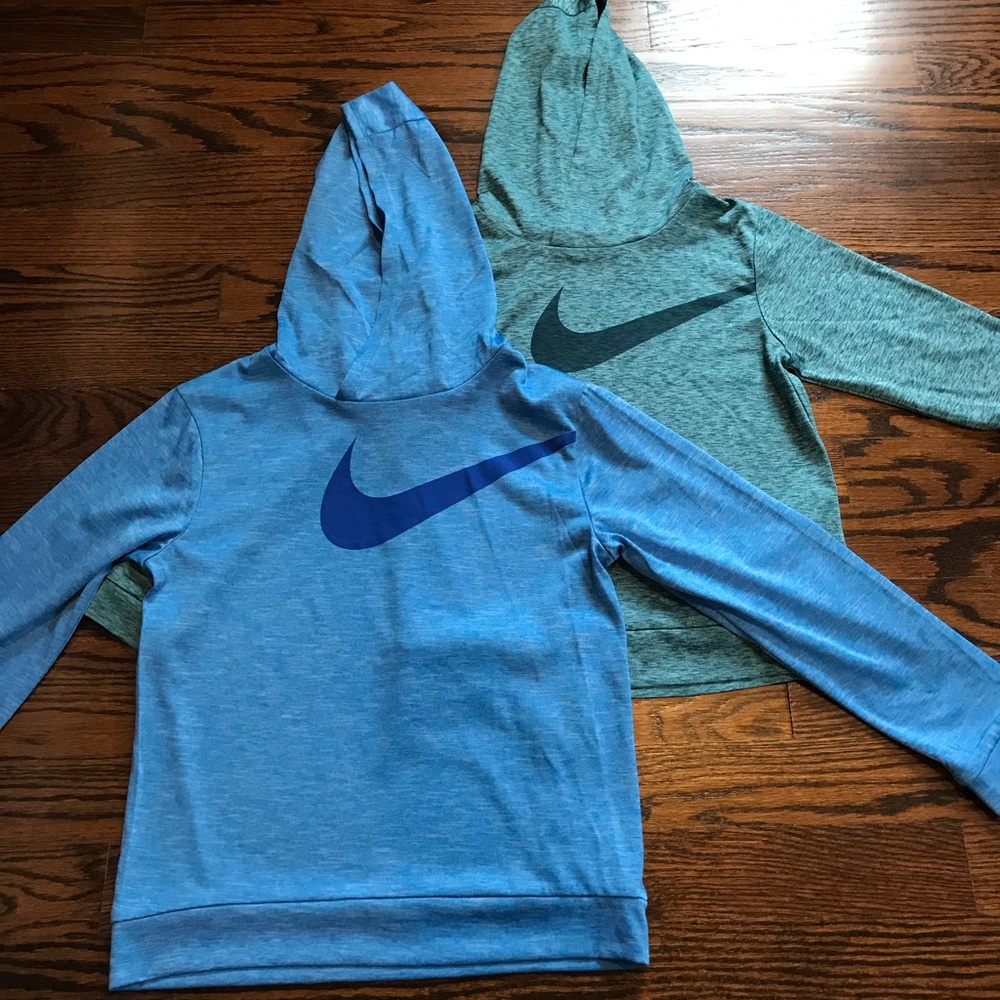 Boys Nike dry fit hooded shirts.
